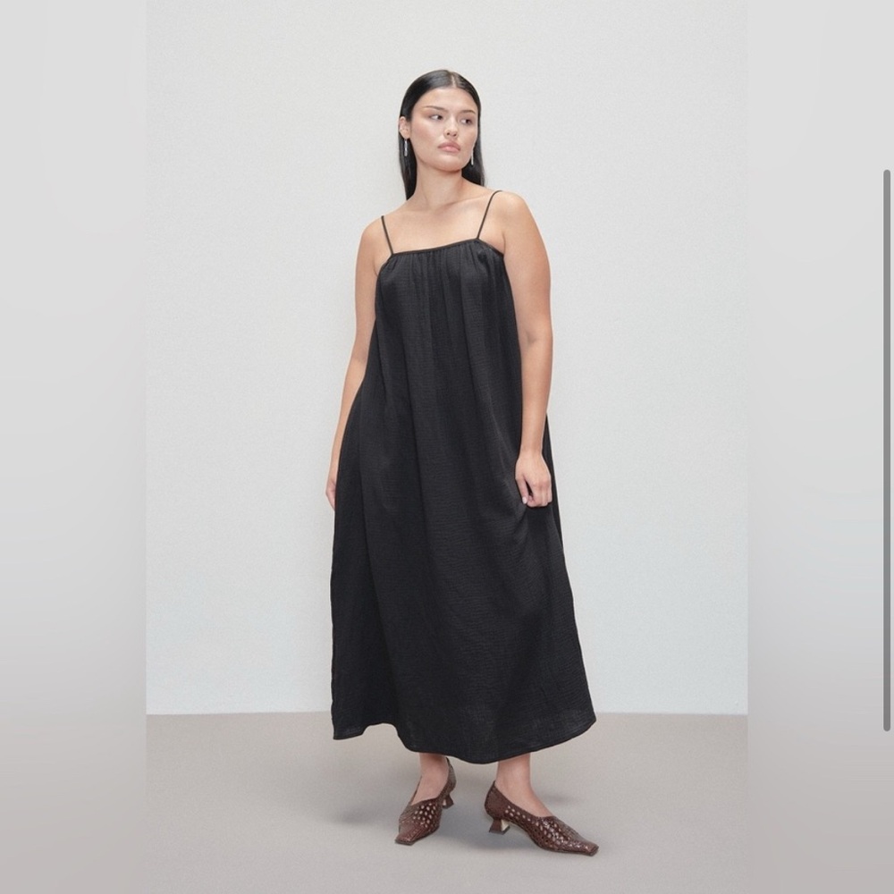 Fashion brand company black gauze tent dress